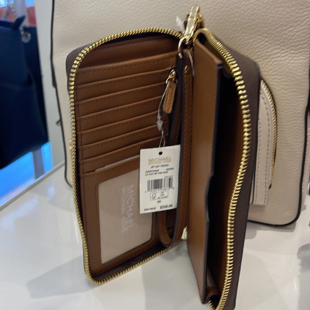 Michael Kors MK Signature Large Flat Multi-Function Phone Case Wallet Wristlet
